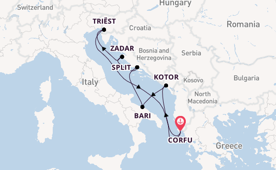Middellandse Zee vanaf Corfu, Griekenland met AIDAblu