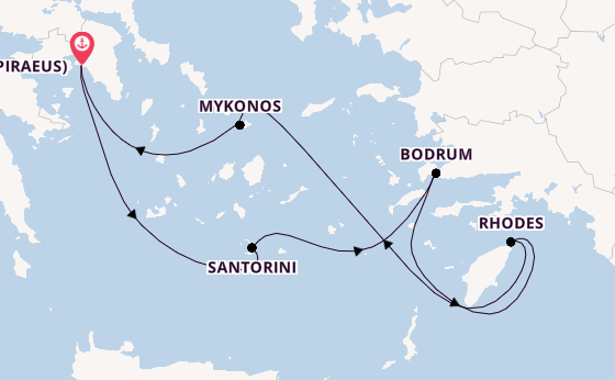 Eastern Mediterranean from Athens (Piraeus), Greece with the Scarlet Lady