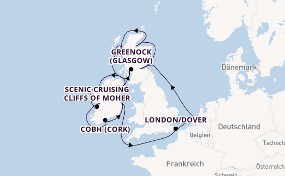 Britische Inseln ab Rotterdam, Niederlande auf der Nieuw Statendam