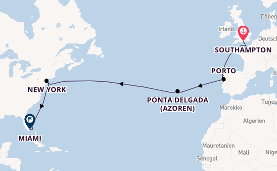 Transatlantik ab Southampton, Großbritannien auf der Norwegian Jewel