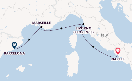 Western Mediterranean from Naples, Italy with the MSC Meraviglia
