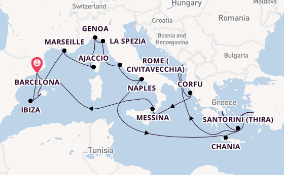 Mediterranean from Barcelona, Spain with the Sun Princess