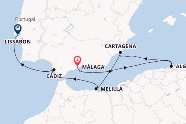 Mittelmeer ab Málaga, Spanien auf der EXPLORA V
