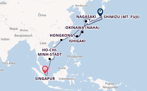 Ostasien ab Singapur, Singapur auf der Diamond Princess
