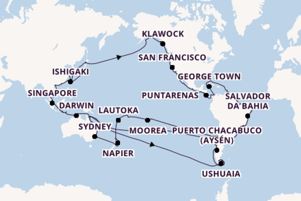 Transpacifisch vanaf Miami, United States met de Seven Seas Mariner