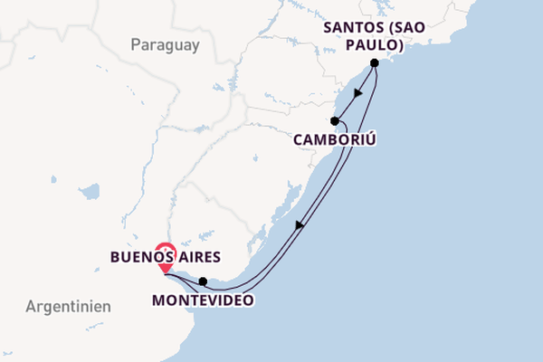 Südamerika ab Buenos Aires, Argentinien auf der MSC Seaview