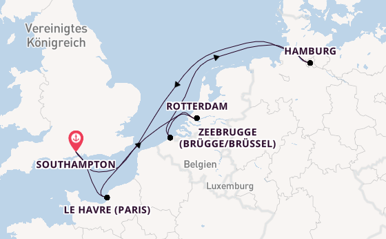 England ab Southampton, Großbritannien auf der MSC Preziosa