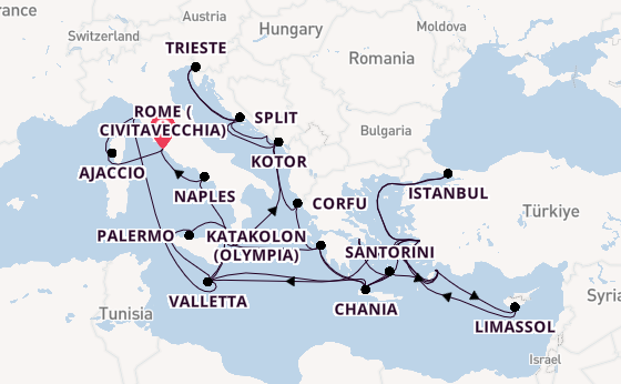 Mediterranean Sea from Rome (Civitavecchia), Italy with the Enchanted Princess