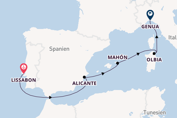 Westliches Mittelmeer ab Lissabon, Portugal auf der MSC Opera