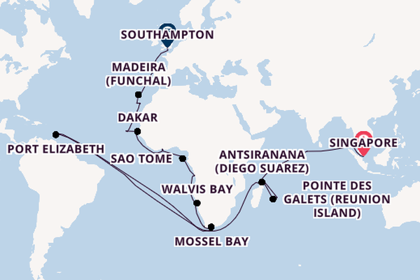 Sailing from Singapore to Southampton