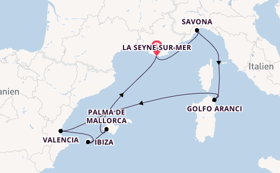 Westliches Mittelmeer ab La Seyne-sur-Mer, France auf der Costa Fascinosa