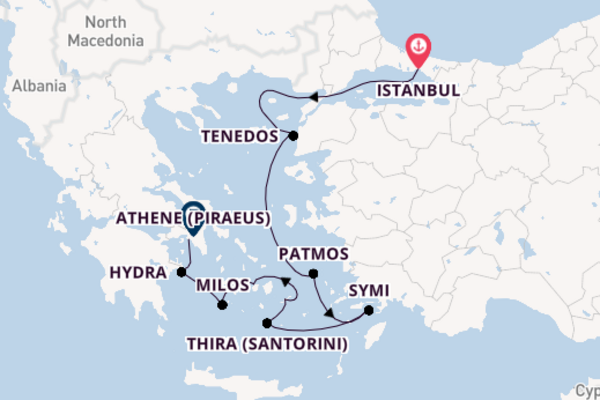 Oostelijke Middellandse Zee vanaf Istanbul, Turkije met de L'Austral