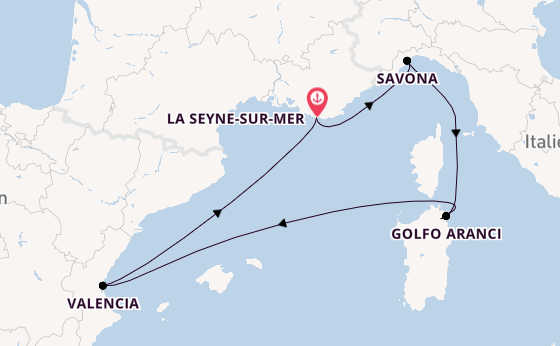 Westliches Mittelmeer ab La Seyne-sur-Mer, France auf der Costa Fascinosa