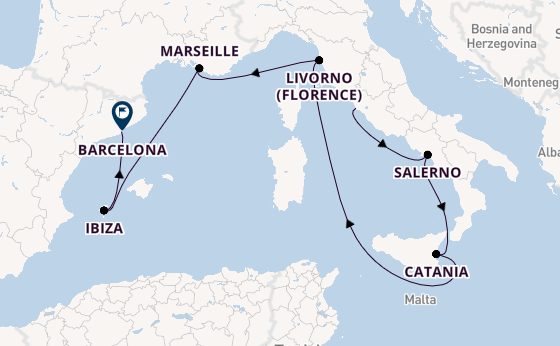 Western Mediterranean from Rome (Civitavecchia), Italy with the Norwegian Epic