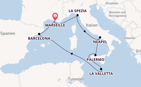 Westliches Mittelmeer ab Marseille, Frankreich auf der MSC Seaview