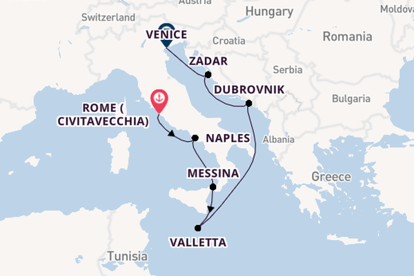 Mediterranean Sea from Rome (Civitavecchia), Italy with the Seven Seas Voyager