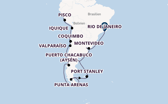 Südamerika ab Callao (Lima), Peru auf der Seven Seas Voyager