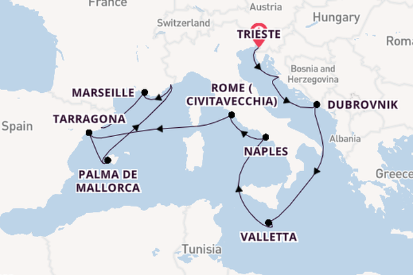 Western Mediterranean from Trieste, Italy with the Queen Victoria