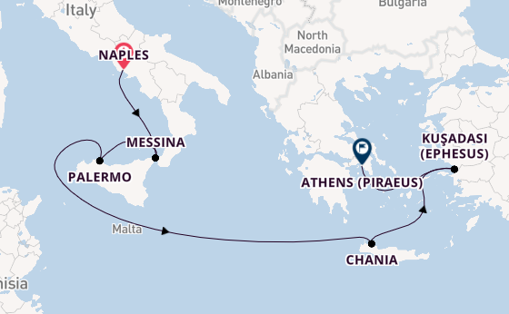 Mediterranean Sea from Naples, Italy with the Sun Princess