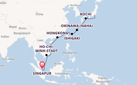 Ostasien ab Singapur, Singapur auf der Diamond Princess