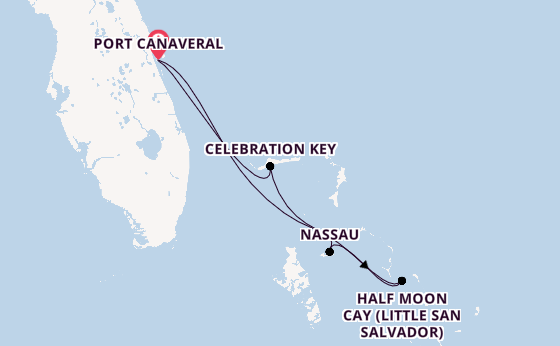 Caribbean from Port Canaveral, Florida, USA with the Carnival Glory