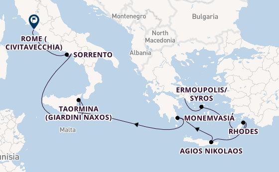 Mediterranean from Piraeus (Athens), Greece with the Azamara Onward