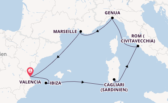 Westliches Mittelmeer ab Valencia, Spanien auf der MSC Musica