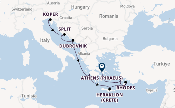 Eastern Mediterranean from Trieste, Italy with the Allura