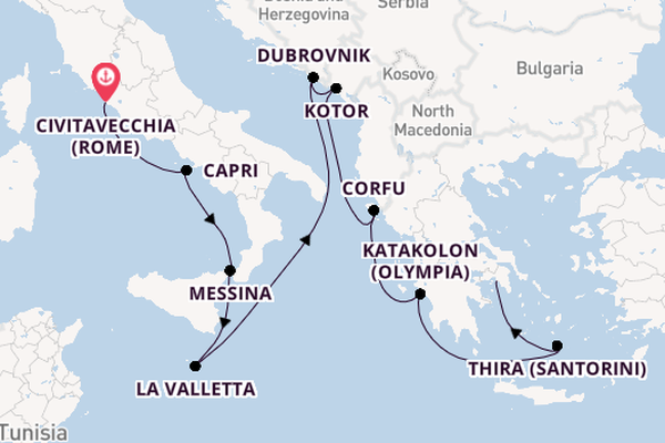Middellandse Zee vanaf Civitavecchia (Rome), Italië met de Nautica