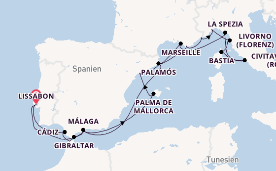Westliches Mittelmeer ab Lissabon, Portugal auf der Seven Seas Splendor