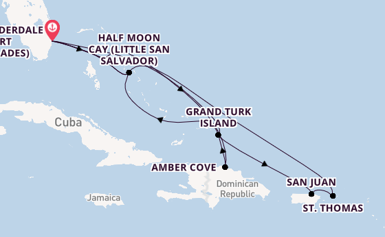 Caribbean from Fort Lauderdale (Port Everglades), Florida, USA with the Nieuw Statendam