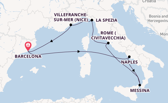 Western Mediterranean from Barcelona, Spain with the Celebrity Xcel