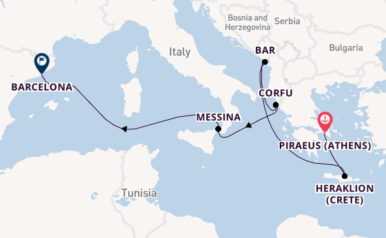Mediterranean from Piraeus (Athens), Greece with the Sun Princess