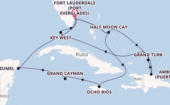 Karibik ab Fort Lauderdale (Port Everglades), USA auf der Eurodam