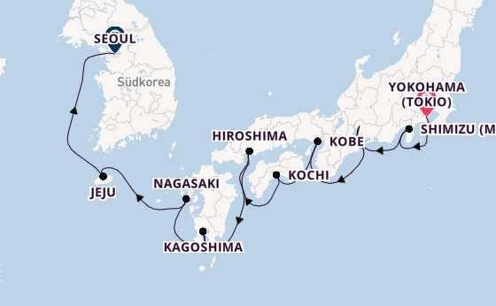 Japan ab Yokohama (Tokio), Japan auf der Norwegian Jade