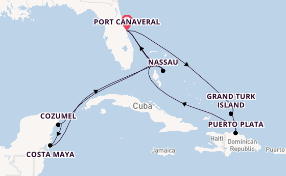 Caribbean from Port Canaveral, Florida, USA with the MSC World Atlantic