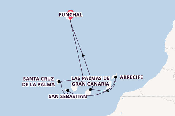 Canary Islands from Funchal, Madeira, Portugal with the Costa Fortuna