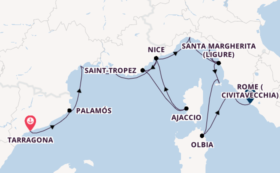Western Mediterranean from Tarragona, Spain with the Azamara Quest