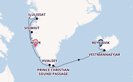 Arctic Ocean from Nuuk, Greenland with the Silver Wind