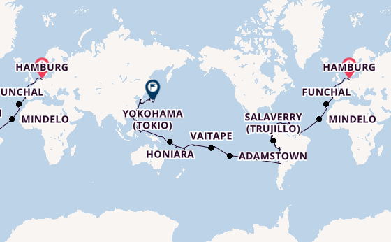 Weltreise ab Hamburg, Deutschland auf der VASCO DA GAMA