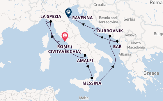 Mediterranean Sea from Rome (Civitavecchia), Italy with the Celebrity Constellation