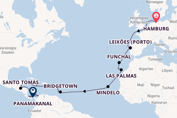 Transatlantik ab Hamburg, Deutschland auf der VASCO DA GAMA