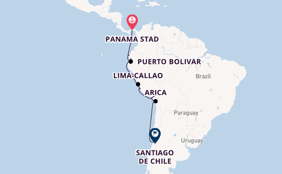 Zuid-Amerika vanaf Panama Stad, Panama met de VASCO DA GAMA