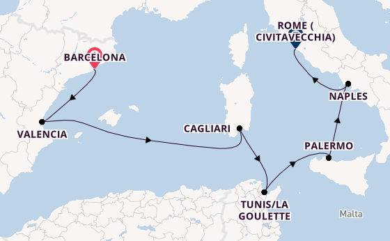 Western Mediterranean from Barcelona, Spain with the Viking Libra