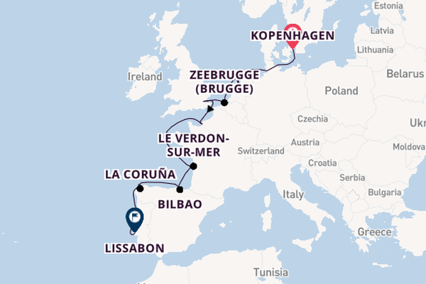 Portugal vanaf Kopenhagen, Denemarken met de Norwegian Sky