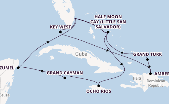 Caribbean from Fort Lauderdale (Port Everglades), Florida with the Eurodam