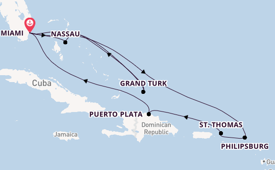 Caribbean vanaf Miami, Verenigde Staten met de MSC Seashore