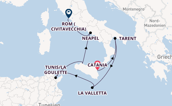 Westliches Mittelmeer ab Catania, Italien auf der Costa Fascinosa