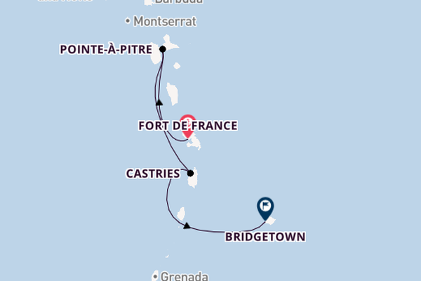 Südliche Karibik ab Fort de France, Martinique auf der MSC World Europa