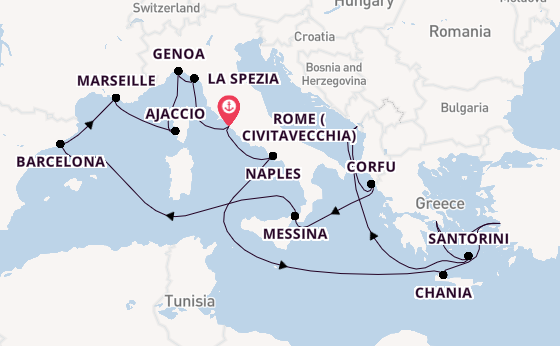 Mediterranean Sea from Rome (Civitavecchia), Italy with the Sun Princess